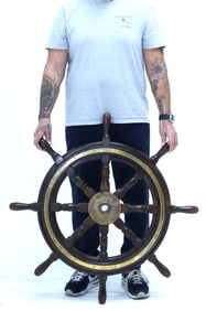 Antique Scottish John Hastie Eight-Spoke Captain’s Ship Wheel, 19th century