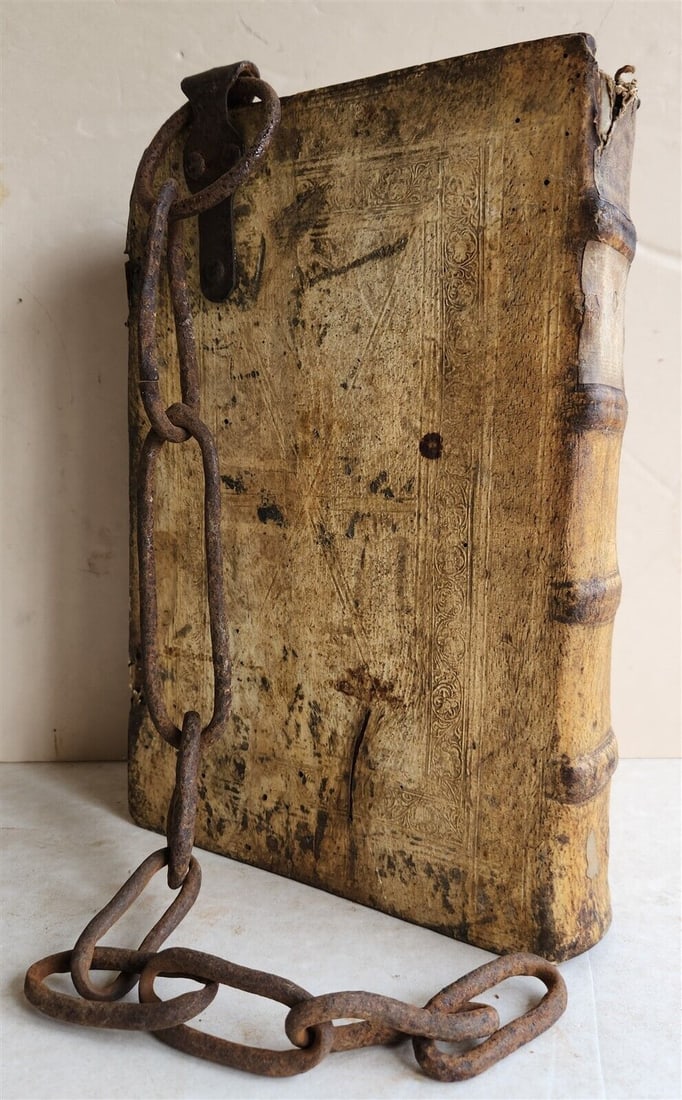 1511 RARE CHAINED post-incunabula FOLIO by ANTONINUS FLORENTINUS antique PIGSKIN