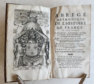 1726 HISTORY of FRANCE ILLUSTRATED w/ PORTRAITS of FRENCH KINGS S antique