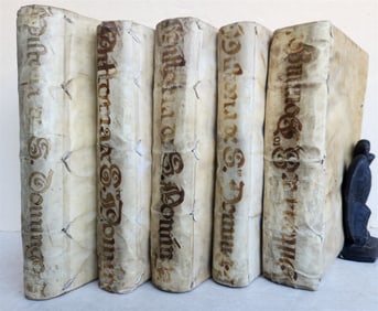 1725-34 HISTORY of SPAIN 5 VOLUMES antique VELLUM BOUND in SPANISH