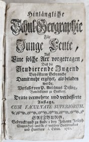 1761 GERMAN BOOK ON WORLD'S GEOGRAPHY antique AMERICA AFRICA EUROPE ASIA