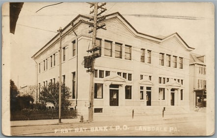 LANSDALE PA FIRST NATIONAL BANK ANTIQUE REAL PHOTO POSTCARD RPPC
