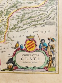 1640 MAP of POLAND KLADSKO GLATZ by WILLEM BLAEU antique AUTHENTIC hand colored