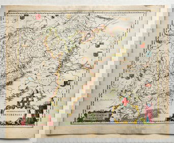 1640 MAP of GERMANY ARCHBISHOPRIC of TRIER by WILLEM BLAEU antique AUTHENTIC