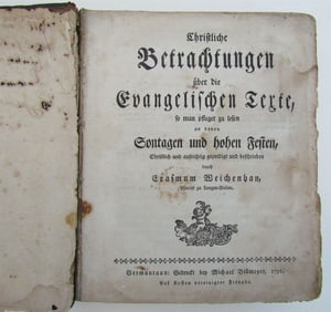 1791 GERMANTON PA ANTIQUE CHRISTLICHE BETRACHTUNGEN UBER DIE EVANGELISCHEN TEXTE