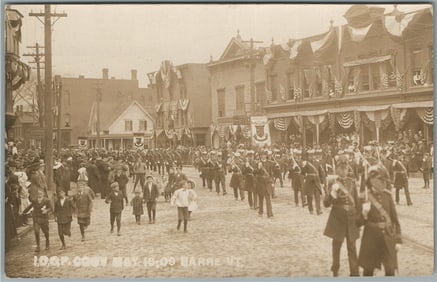 BARRE VT I.O.O.F. CONVENTION 1909 ANTIQUE REAL PHOTO POSTCARD RPPC