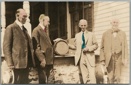 PRESIDENT COOLIDGE HENRY FORD PATRIOTIC ANTIQUE REAL PHOTO POSTCARD RPPC