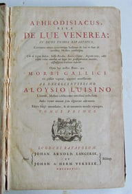 1728 APHRODISIACUS sive de lue VENEREA Aloysio Luisino FOLIO 2 v. in one antique