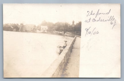 CEDARVILLE NJ THE POND 1906 ANTIQUE REAL PHOTO POSTCARD RPPC