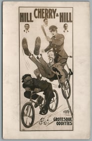 BICYCLE CIRCUS HILL CHERRY, & HILL ANTIQUE REAL PHOTO POSTCARD RPPC