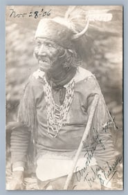 AMERICAN INDIAN GRANDMA ANTIQUE 1906 REAL PHOTO POSTCARD RPPC