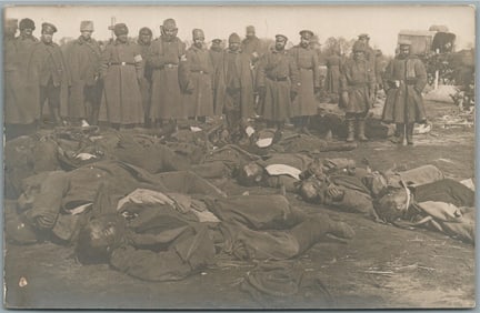RUSSIAN WWI BATTLE FIELD w/ DEAD BODIES ANTIQUE REAL PHOTO POSTCARD RPPC