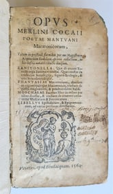 1564 ILLUSTRATED MACARONIC POETRY MERLINI COCAII antique 16th CENTURY vellum