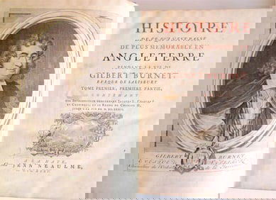 1735 HISTORY of ENGLAND by G. BURNET ILLUSTRATED 2 VOLUMES antique in FRENCH