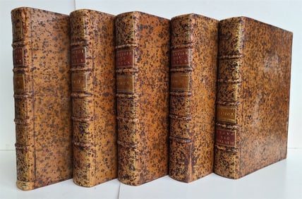 1732 -1734 HISTORY of POPES 5 VOLUMES antique in FRENCH prohibited by church