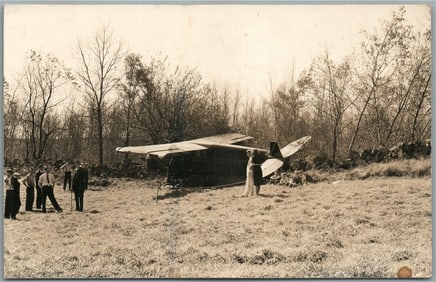 AIRPLANE WRECK ANTIQUE REAL PHOTO POSTCARD RPPC