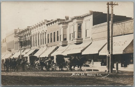 AMBOR IL MAIN STREET ANTIQUE REAL PHOTO POSTCARD RPPC
