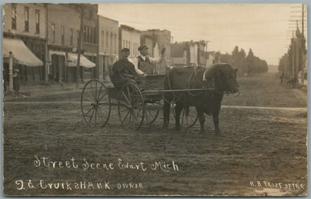 EVART MI STREET SCENE ANTIQUE REAL PHOTO POSTCARD RPPC