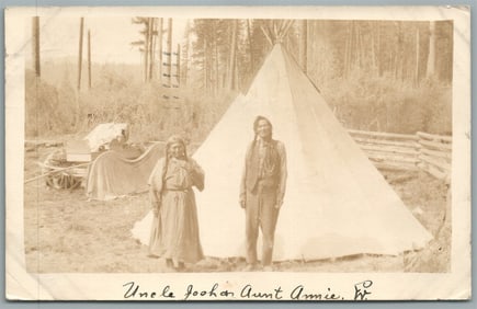 NATIVE AMERICAN FAMILY VINTAGE REAL PHOTO POSTCARD RPPC