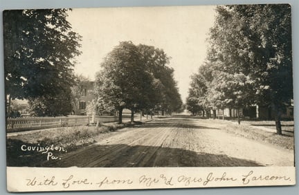 COVINGTON PA STREET VIEW ANTIQUE REAL PHOTO POSTCARD RPPC
