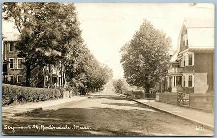 ROSLINDALE MA SEYMOUR STREET ANTIQUE REAL PHOTO POSTCARD RPPC