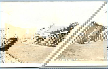 UTICA SD MAIN STREET ANTIQUE REAL PHOTO POSTCARD RPPC TROLLEY