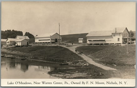 NICHOLAS NY LAKE O'MEADOWS ANTIQUE REAL PHOTO POSTCARD RPPC