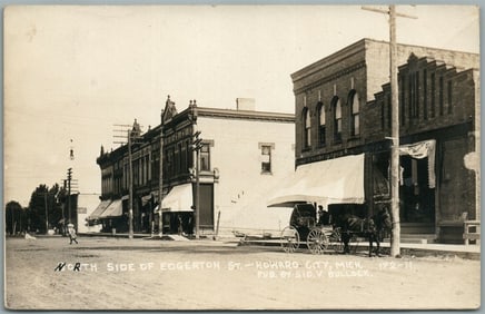 HOWARD CITY MI EDGERTON STREET ANTIQUE REAL PHOTO POSTCARD RPPC