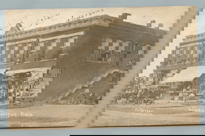 GEUDA SPRINGS KS STREET SCENE STORE FRONT CARS ANTIQUE REAL PHOTO POSTCARD RPPC
