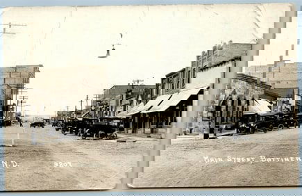 BOTTINEAU N.DAKOTA MAIN STREET ANTIQUE REAL PHOTO POSTCARD RPPC