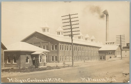 MT.PLEASANT MI MICHIGAN CONDENSED MILK CO. ANTIQUE REAL PHOTO POSTCARD RPPC