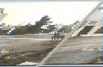 GARDEN PLAIN KS CITY LIVERY & FEED STABLE ANTIQUE REAL PHOTO POSTCARD RPPC