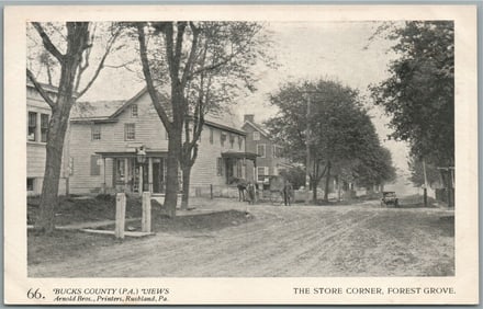 BUCKS CO. PA ARNOLD BROS. FOREST GROVE STORE CORNER ANTIQUE POSTCARD #66