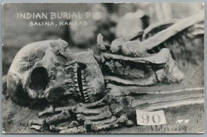 AMERICAN INDIAN BURIAL PIT SALINA KS VINTAGE REAL PHOTO POSTCARD RPPC