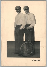 BICYCLE CIRCUS 2 LULUS CYCLISTS ANTIQUE POSTCARD