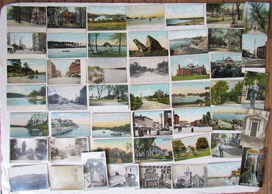 MASSACHUSETTS lot of 48 MA ANTIQUE POSTCARDS w/ SOME RPPCs