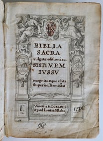 1648 BIBLE ILLUSTRATED in LATIN antique VELLUM BOUND BIBLIA SACRA
