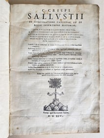 1546 SALLUST HISTORY of CONSPIRACY of CATILINE & JUGURTINE WAR antique FOLIO