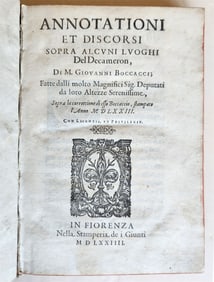 1573 GIUNTI PRESS ANNOTATION  on DECAMERON by GIOVANNI BOCCACCIO antique VELLUM