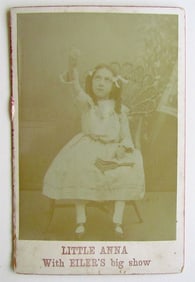 CIRCUS SIDESHOW LITTLE ANNA WITH EILER'S BIG SHOW ANTIQUE CABINET PHOTO