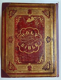 1860s BIBLE in ENGLISH ANTIQUE VICTORIAN FOLIO BEAUTIFUL BINDING CIVIL WAR ERA