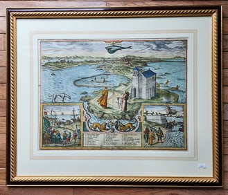 1600s ENGRAVED MAP of CADIZ SPAIN antique GADES AB OCCIDUIS INSULAE PARTIBUS