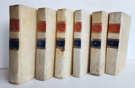1794-1805 UNIVERSAL HISTORY by ORAZIO LUPIS 6 VOLUMES antique VELLUM BINDING