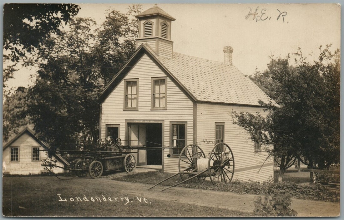 LONDONDERRY VT FIRE DEPARTMENT PHOENIX # 6 1904 ANTIQUE REAL PHOTO POSTCARD RPPC: LONDONDERRY VT FIRE DEPARTMENT PHOENIX # 6 1904 ANTIQUE REAL PHOTO POSTCARD RPPC
