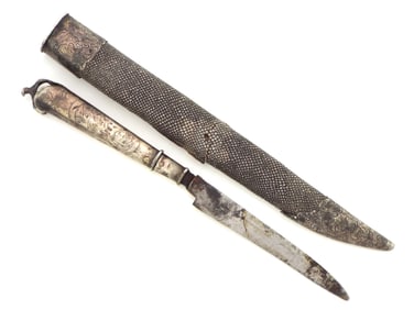 Early 19th C. Dutch Finely Crafted Silver Mounted Knife