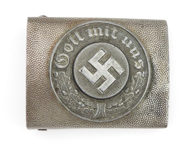 German WWII Police Pebbled Aluminum NCO Belt Buckle