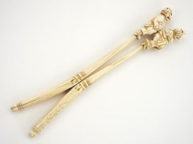 Super Rare 18th or 19th C. VERY FINE Hand Carved French Glove Stretchers