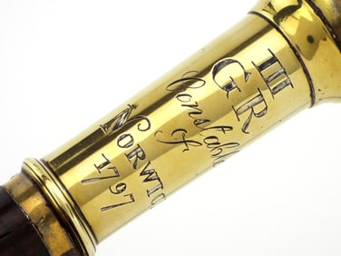 18th C. British Brass Naval Police Truncheon Or Tipstaff Dated 1797