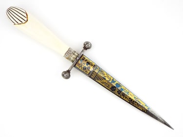 Exquisite 19th. C. Masonic Fraternal Dirk with Gold Gilded Blade and Fine Handle