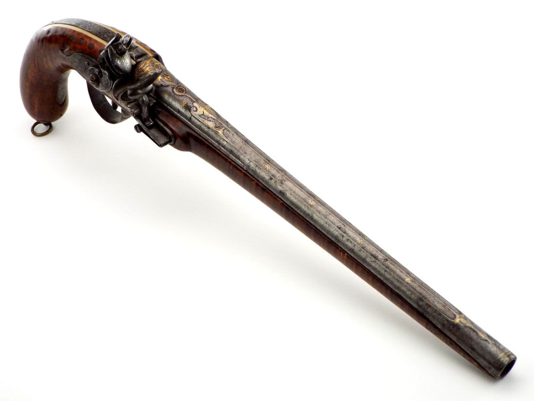 Very Good British Flintlock Pistol Maker Marked H.W. MORTIMER. Most Likely made For Ottoman Market: Very Good British Flintlock Pistol Maker Marked H.W. MORTIMER. Most Likely made For Ottoman Market. Full Length 17.5 Inches.